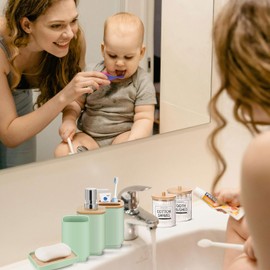 IMAVO Bathroom Accessories Set,Green Bathroom Set,11 Pieces Bathroom Accessory Set,Trash Can for Bathroom Accessories Décor and Housewarming Gifts