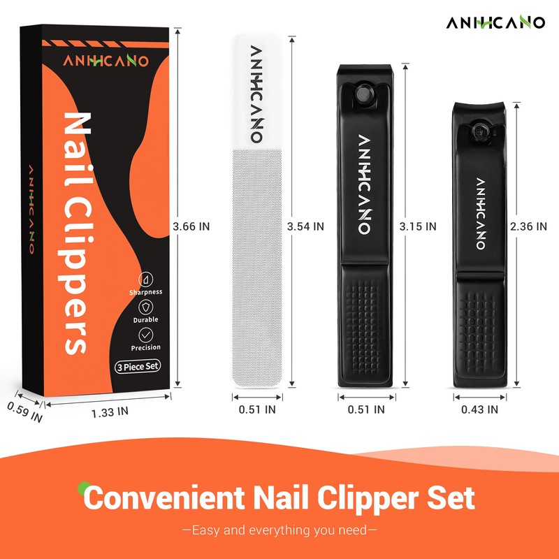 Nail Clippers with Glass Nail File, ANIHCANO Ultra Sharp Nail
