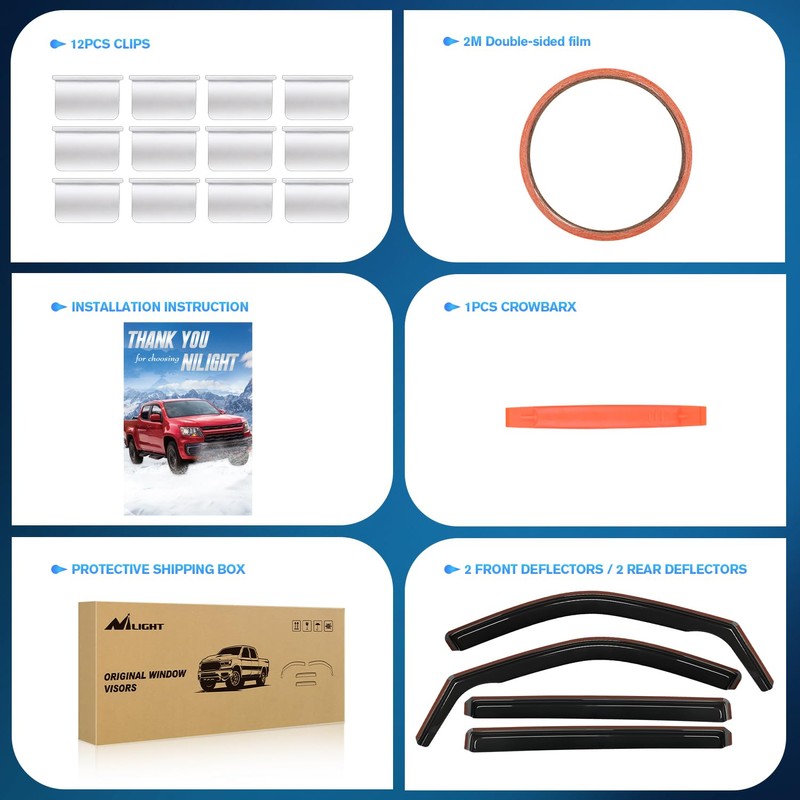 Nilight in Channel Window Deflectors for Toyota Tundra 2022 2023