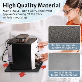 LOPNUR 17"x12" Large Appliance Slider, Appliance Sliders for Kitchen Appliances, 360° Rotating Sliding Tray for Coffee Maker, Countertop Mover Mat Cut to Fit Stand Mixer Air Fryer Microwave, Gray