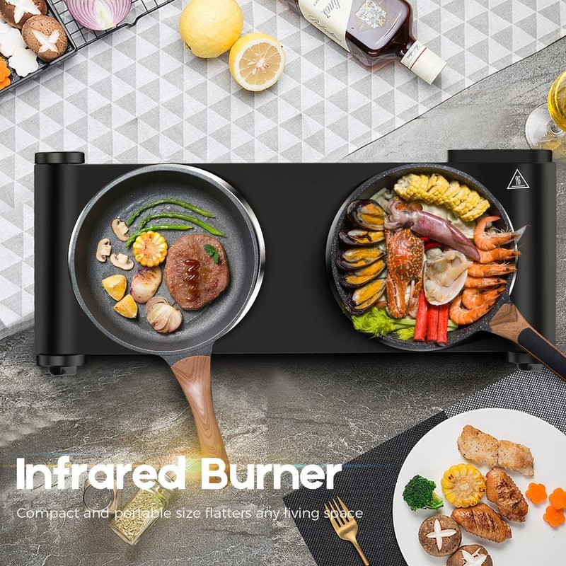 1800W Dual Infrared Burner Electric Hot Plate, High Power for