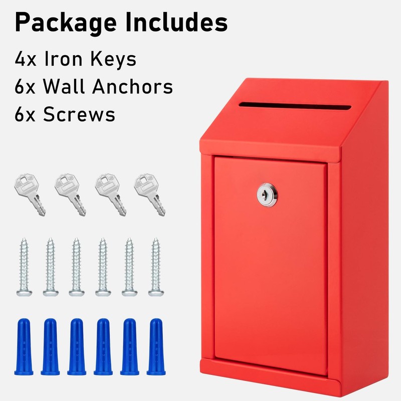 EIENHOSHI Metal Donation Box with Lock, Wall Mounted, Suggestion Box