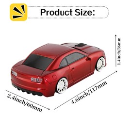 zinici Car Mouse Wireless Sport Car Shape Mouse Laptop Desktop Computer Mouse Optical Mice with 2.4GHz Nano USB LED Headlight (B-red)