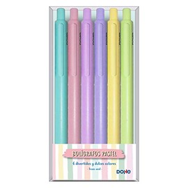 Dohe 79600 - pastel colored pens, blue ink, pack of 6