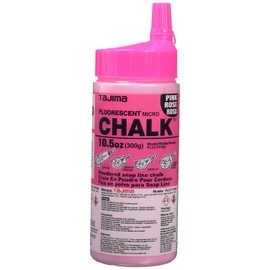 TAJIMA Micro Chalk - Fluorescent Pink 10.5 oz (300g) Ultra-Fine Snap-Line Chalk with Durable Bottle & Easy-Fill Nozzle - PLC2-FP300