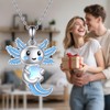 LWQQWL Axolotl Necklace for Women 925 Sterling Silver Moonstone Axolotl
