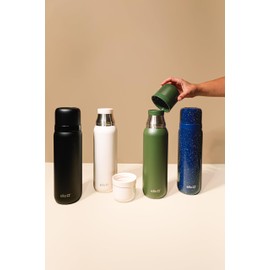 Ello Therma 32oz Insulated Stainless Steel Thermos for Hot & Cold Beverages with Leak Proof Lid & Built-in Cup, Triple Wall Insulation, Hot 24 Hrs, Perfect for Coffee,Tea, Dishwasher Safe, Black