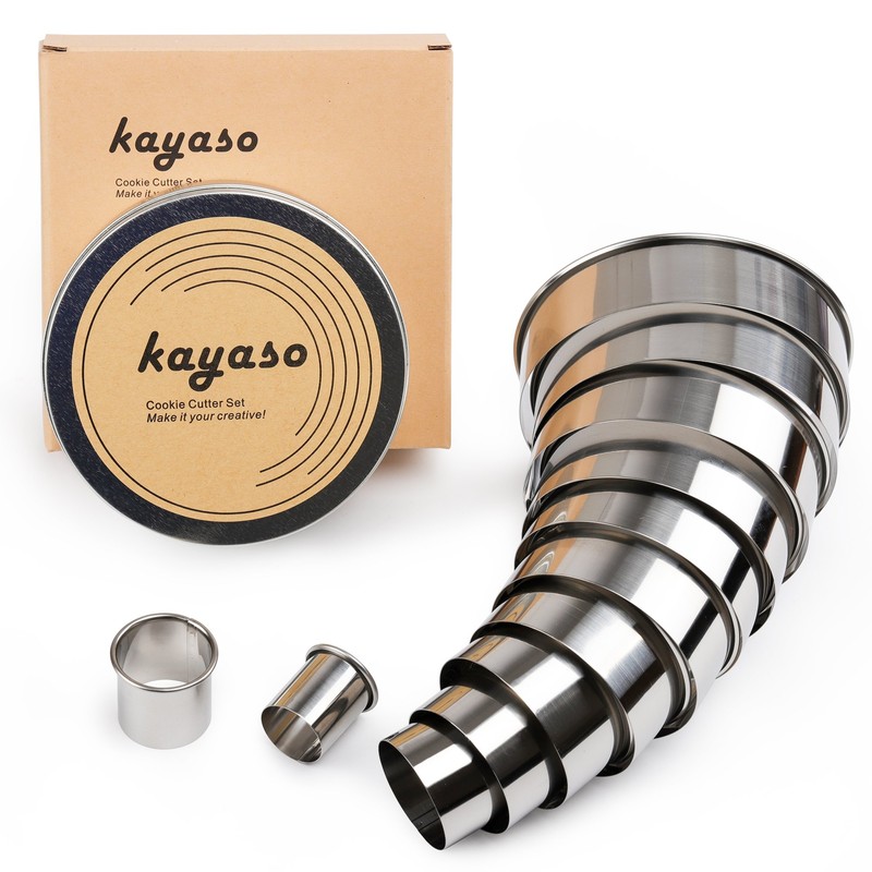 Kayaso Round Cutters in Graduated Sizes, 304 Stainless Steel, 12