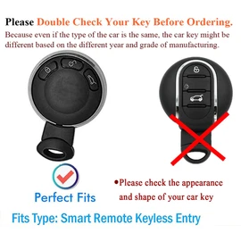 SANRILY Sliver-Edge Smart Key Fob Cover Case for Mini Cooper Clubman Countryman Paceman Roadster R55 R56 R57 R58 R59 R60 R61 CAS3 Keyless Key Holder with Leather Keychain White
