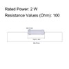 sourcing map 60Pcs 100 Ohm Resistor, 2W 5% Tolerance Metal