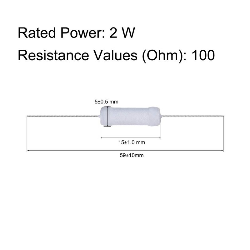 sourcing map 60Pcs 100 Ohm Resistor, 2W 5% Tolerance Metal