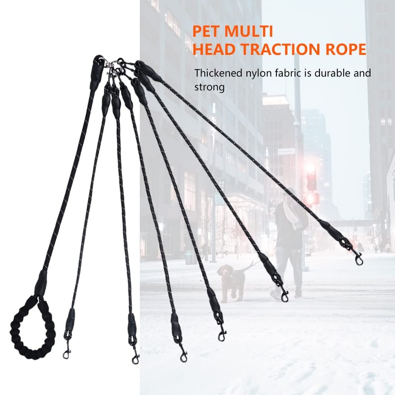 Six Dog Leash,Comfortable Six Dog with Reflective,360 Swivel No Tangle