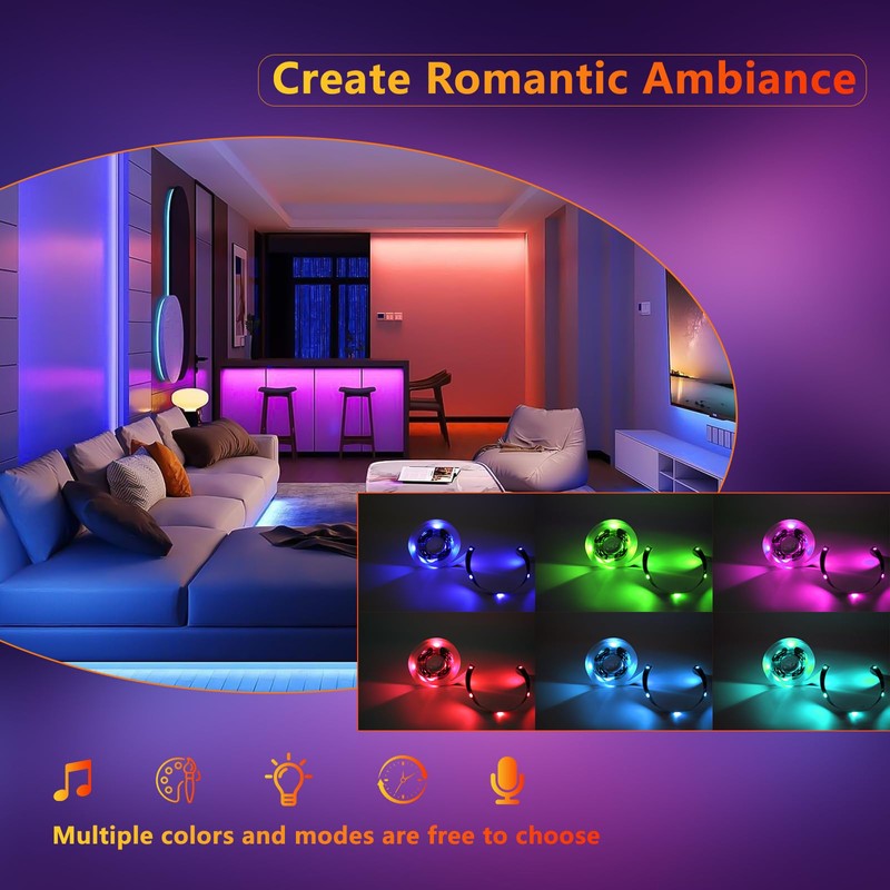 LED Strip with Motion Sensor, 2 Pieces RGB LED Strips,