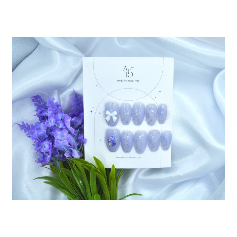 Handmade nail - purple wave (new ver.) - Almond /