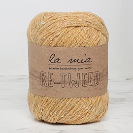 1 Ball La Mia Re-Tweed Knitting Yarn,%40 Wool%40 Polyester%20 Acrylic, 3.5 Oz (100 g) / 202 Yrds (185 m), Worsted, Yellow - L124