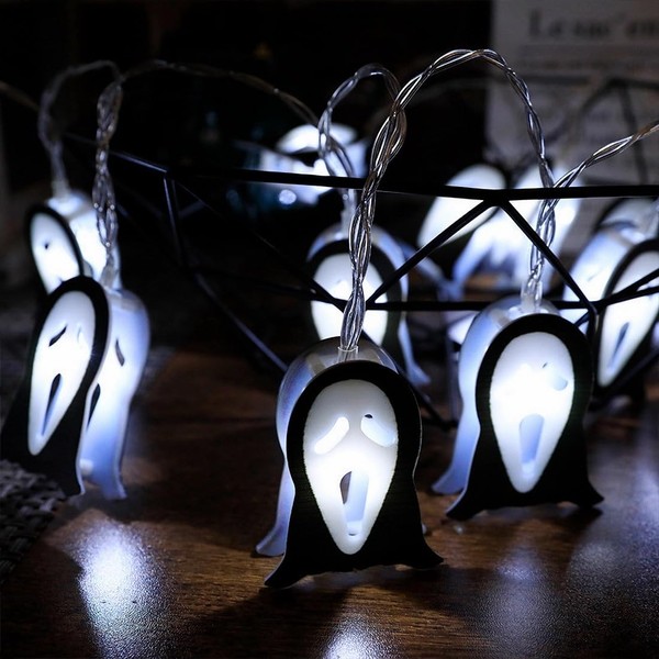 Halloween Flashing String Lights, 30x LEDs 12FT, 3D Pumpkin Bat