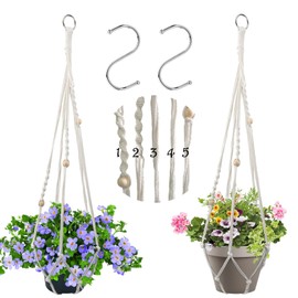 2 Pack Plant Hanger, Handmade Natural Cotton Rope Hanging Planters for Indoor Plants, Odorless Not-Rotten Durable for Hanging Planter Indoor Outdoor Garden Patio Balcony Ceiling Decorations