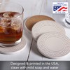 CounterArt White Embossed Round Absorbent Stone Coaster 4 Pack with