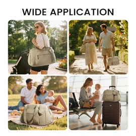 VONAL Diaper Bag Tote,Large Diaper Bags 24L Waterproof Hospital Bag for Labor Delivery, Travel Diaper Tote with Changing Pad, Baby Bag with Pacifier Case, Light Khiki