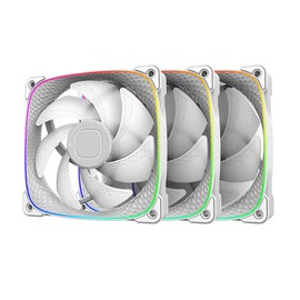 Squama 2503 RGB PWM Fan - 120mm - 3 Pack – Performance & Silent Balance - Dual Lighting Loop - Motherboard SYNC with 5V 3pin - 4pin PWM - White (GEO-S2503W-3)