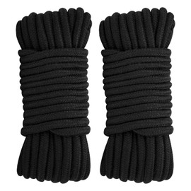 joycraft Soft Cotton Rope, Black Soft Rope, 10MM x 64Ft Cotton Rope, 2 Pack Sturdy Twisted Rope for Clotheslines, Long Tying Rope for DIY Craft Projects, Bundling Camping and Home Decoration Rope