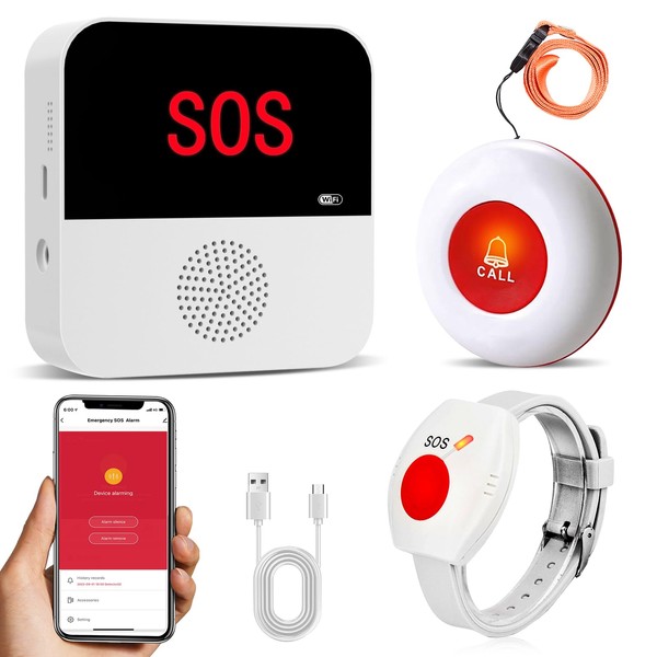 ChunHee WiFi Rechargable Smart Wireless Caregiver Pager Panic Button Linked