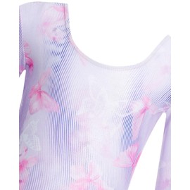 Gogokids Girls' 3-Piece Gymnastics Leotards, Long-Sleeved Gymnastics Set with Shorts and Headband, Glittering Ballet Uniform Jerseys - Gymnastics Outfit with Colour Gradient Design for 3-12 Years,