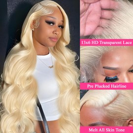 Sunelk 613 13x6 Lace Front Wig Human Hair 22 Inch Blonde Wig Human Hair Body Wave Lace Front Wigs Human Hair Pre Plucked 613 Lace Front Wig Human Hair Blonde HD Lace Frontal Wigs