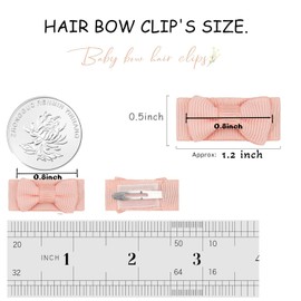 CÉLLOT 40pcs Mini 1.2" Grosgrain Ribbon Snap Clips - Tiny Fine Thin Hair Bows in Pairs for Baby Girls, Toddlers, and Infants