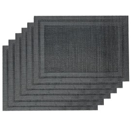 Table Set 30 x 45 cm Set of 6 Place Mats Coasters Washable Place Mats (Anthracite Frame)