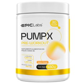 Epic Labs Pump-X Pre Entreno SIN Estimulantes | L-Citrulina 7000 mg + GABA 1000 mg + Rhodiola Rosea | Bombeo Muscular, Enfoque y Rendimiento SIN Cafei