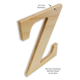 4” Tall Wooden Letter Z – 1/4” Thick Baltic Birch – Paintable DIY Decor, Signs & Crafts - Pack of 1