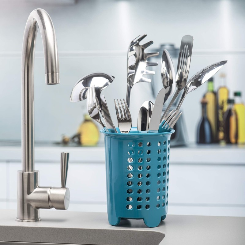 Zeal G231A Cutlery Drainer/Utensil Pot, Aqua
