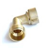 Solid brass lead-free 90 degree garden hose elbow with rubber