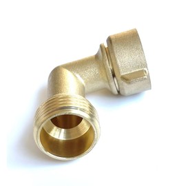 Solid brass lead-free 90 degree garden hose elbow with rubber washer 3/4" FHT x 3/4" MHT