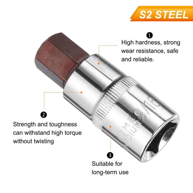 sourcing map 9/16" Hex Bit Socket 1/2" Drive SAE S2