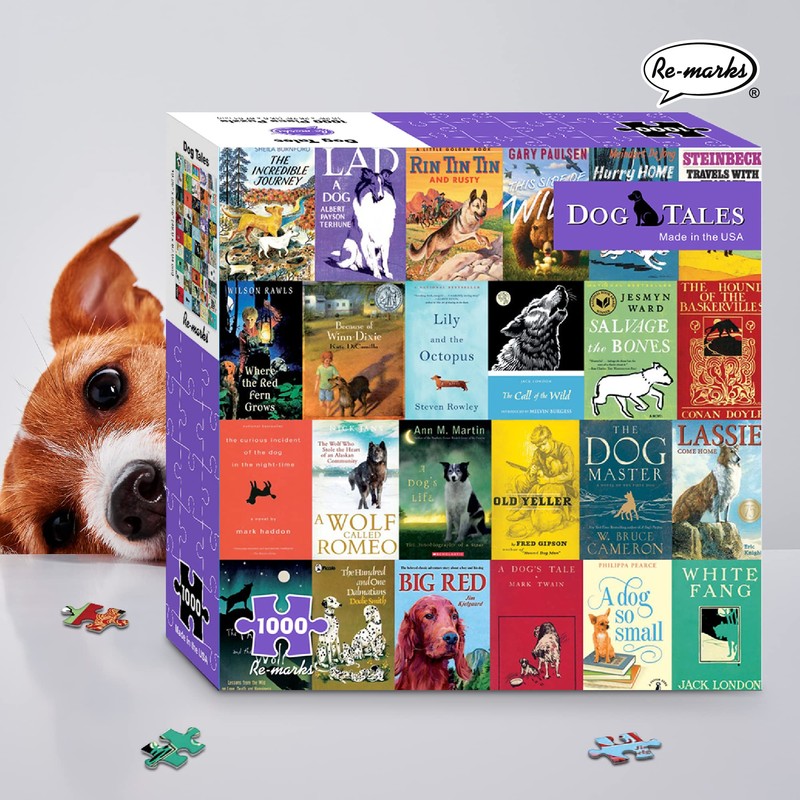 Re-marks “Dog Tales” Literary Collage Puzzle, 1,000-Piece Jigsaw Puzzle for