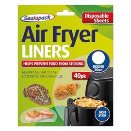 Sealapack Air Fryer Liners, Round 20cm, 40 Sheets - Non Stick, White
