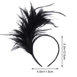 Lystaii 1920s Feathers Fascinator Headband 50s Prom Queen Headpiece for Women Kentucky Derby Cocktail Wedding Tea Party Gatsby (Black)
