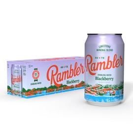 AUTX RAMBLER Blackberry Sparkling Water, Limestone Mineral Blend, 12-Ounce Cans, 12-Pack