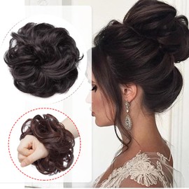 Messy Hair Scrunchies Hair Bun Extensions Curly Wavy Hair Pieces For Women Updo Ponytail Hair Extensions Hair Donut Hair Chignons Hair Accessories - Natural Black