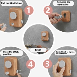 GorillaLine Max - Retractable Clothesline Indoor Outdoor Clothes Line | Heavy Duty Clothes Drying Laundry Line | Wall Mounted Drying Rack Clothing Line | with GorillaGrip Technology