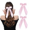 LuSeren 2 PCS Double Layer Hair Bows Pink Hair Ribbon