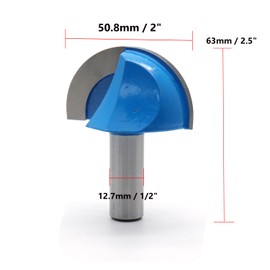 Rannb Woodworking 2-Inch Cutting Diameter 2-Flute Cove Core Box Router Bit with 1/2-inch Steel Shank- Pack of 1
