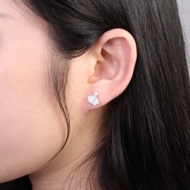 AoedeJ Princess Crown Stud Earrings 925 Sterling Silver Earrings Cubic Zirconia Small Earrings Stud for Girls and Women (Style 4)