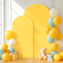 Yellow Arch Backdrop Covers - 7.2FT, 6FT Spandex Fitted Wedding Arch Stand Covers Round Top Chiara Arch Backdrop Cover for Wedding Birthday Party Decoration