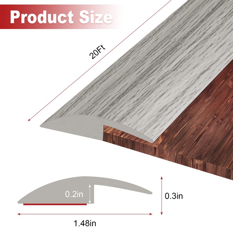 20Ft Carpet Floor Transition Strip, Self Adhesive Floor Edging Trim