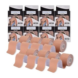 Kinesiology Tape，Unlock Your Full Potential with Kinesiology ,Original Cotton Elastic Premium Athletic Tape,Breathable, Latex-Free,Hypoallergenic，high ductility, and Waterproof for Shoulder, Knee, Elbow, Ankle Support (Beige 8 Rolls)