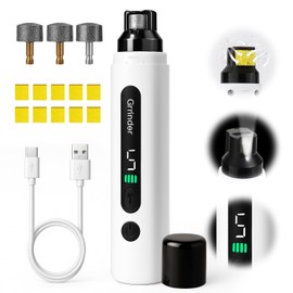 BABORUI Dog Nail Grinder Quiet, 5-Speed Pet Nail Grinder with Cooling Sponge & 3 Grinding Heads for Large Medium Small Dogs/Cats, Rechargeable Nail Trimmer with LED Light, Paws Grooming Smoothing Tool