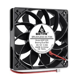 GDSTIME 120mm Fan 120mm x 25mm 12V Fan Dual Ball Bearing DC Brushless Cooling Fan 3000 RPM Case Fan 114 CFM Big Airflow For PSU Cabinet Server Workstation